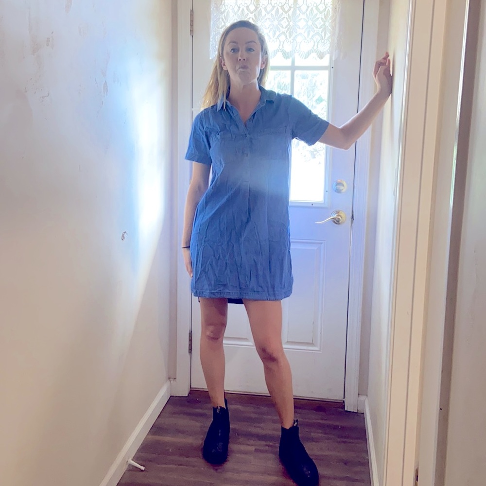 Blue Jean Dress, Old Navy Dress with Buttons and front Pockets